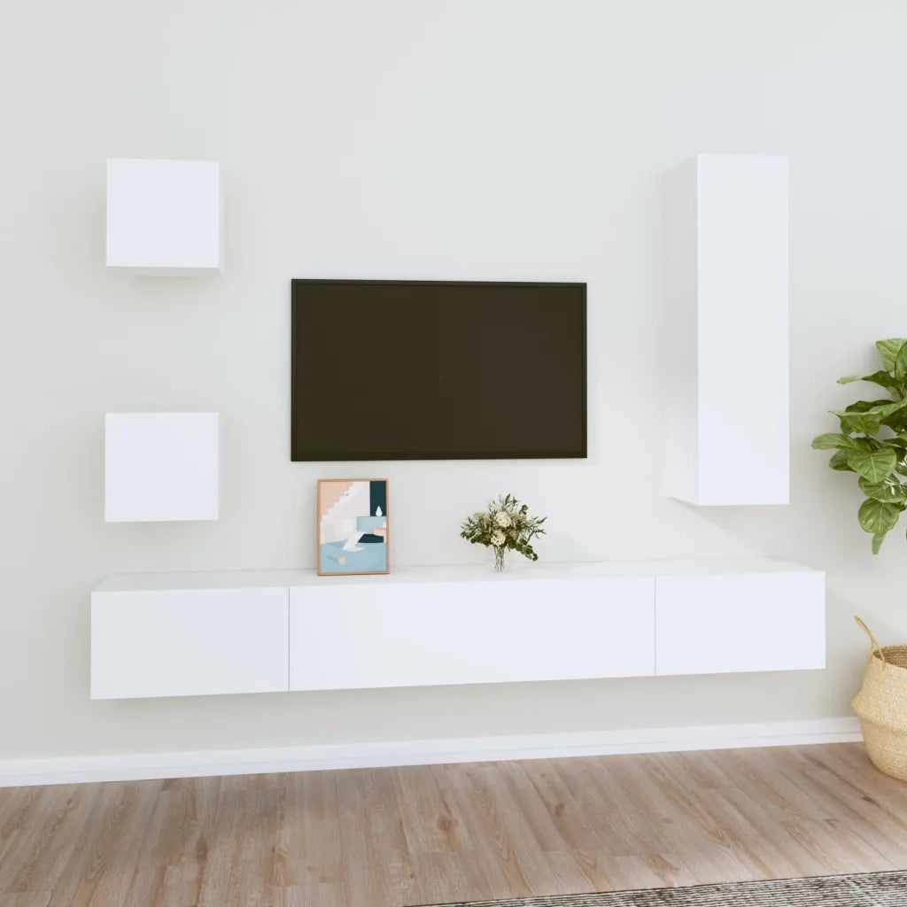 Set di Mobili Porta TV 5 pz Bianco in Legno Multistrato 3114446