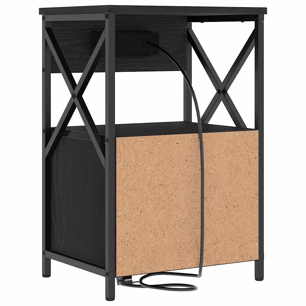 Comodino | Armadio da Notte | Mobiletto da notte Rovere Nero 40 x 31 x 60 cm Legno multistrato