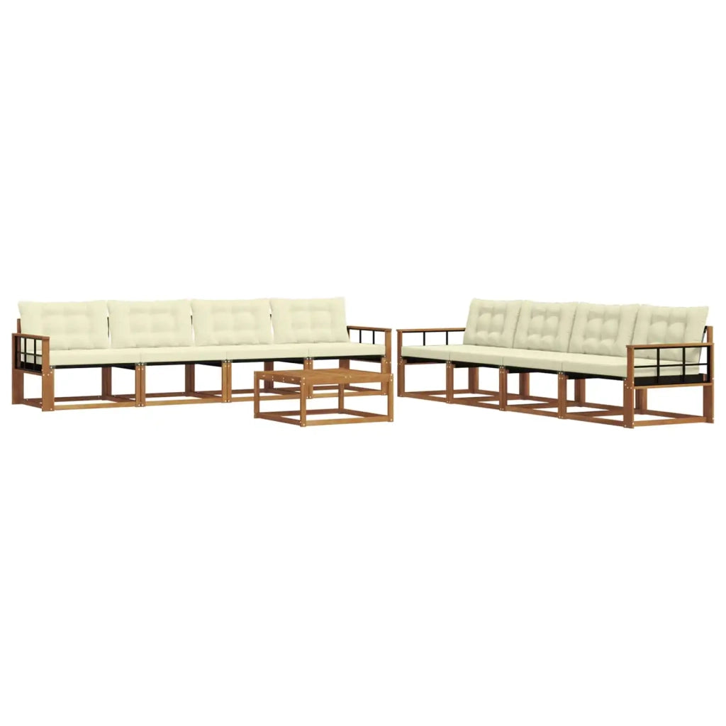 Set di divani da esterno con cuscino 9 pcs Naturale e Crema 3369317