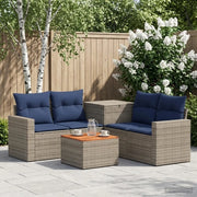 Set di divani 6 pz Grigio e Blu Navy Rattan sintetico e Acciaio 3447409