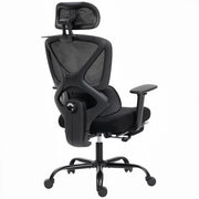 Sedia da ufficio ergonomica con schienale e poggiapiedi ¨C zephmum ¨C nero 73x75x120-128 cm