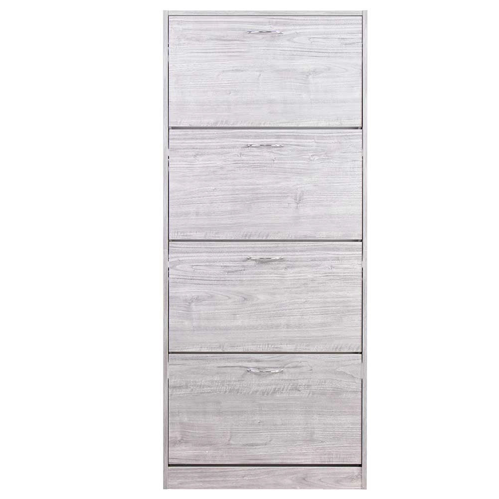 Scarpiera 4Ante Doppia Profondità Salvaspazio Grigio 63x24 H150cm Legno Mdf