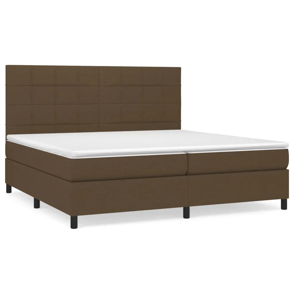 Giroletto a Molle con Materasso Marrone Scuro 200x200cm Tessuto 3141804
