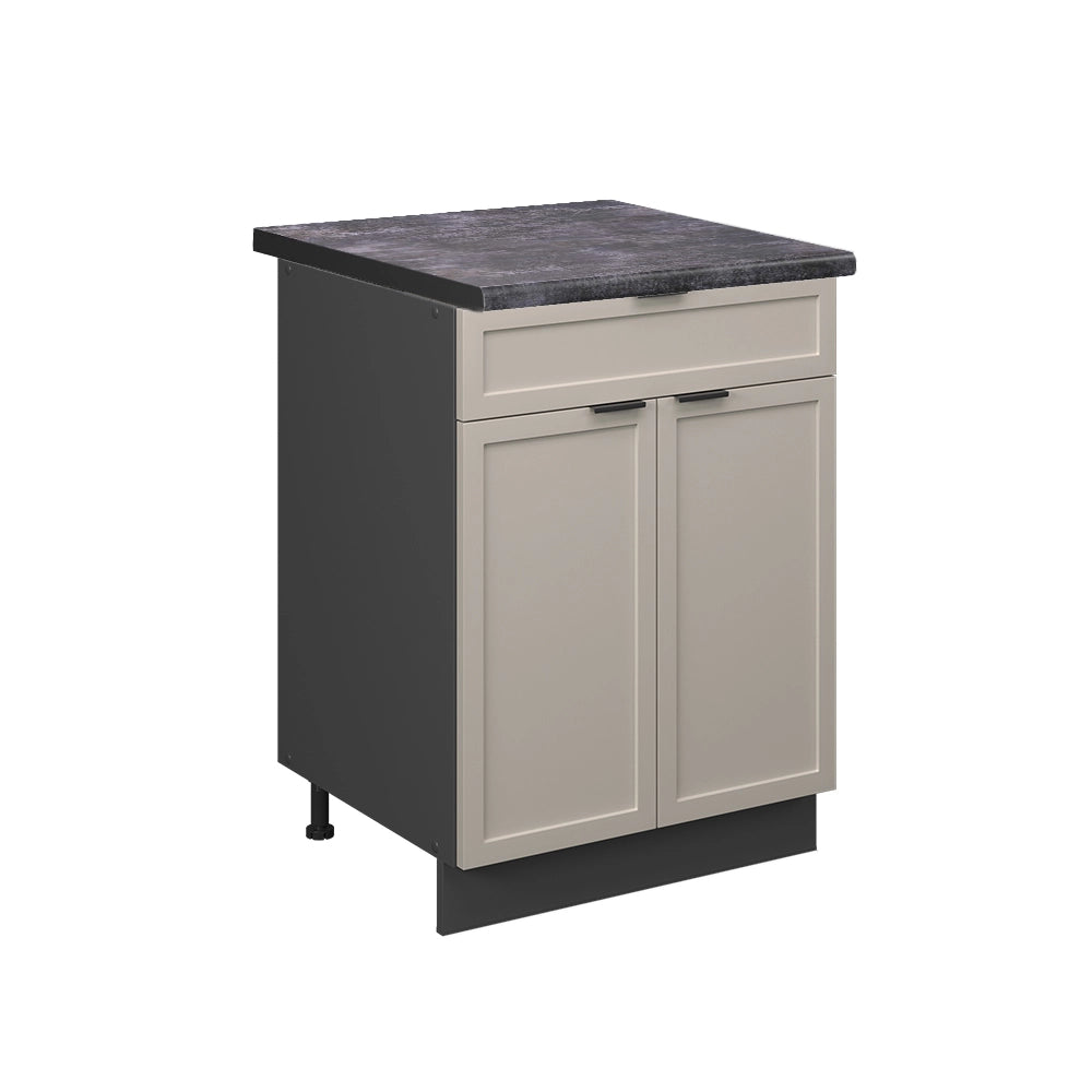 Mobiletto base per cucina Fame-Line GrigioBeige/Antracite 60 cm con cassetto, PL Antracite Vicco