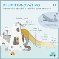 Set Scivolo per Bambini 18-48 Mesi con Altalena, Macchinina e Canestro, 201x151x87.5cm, Bianco