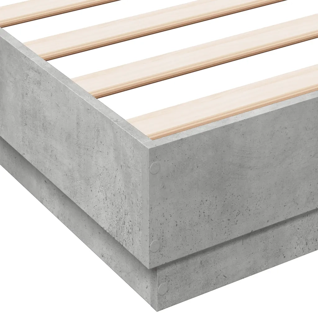 Letto matrimoniale | Letto per adulti | Giroletto con Luci LED Grigio Cemento 150x200 cm