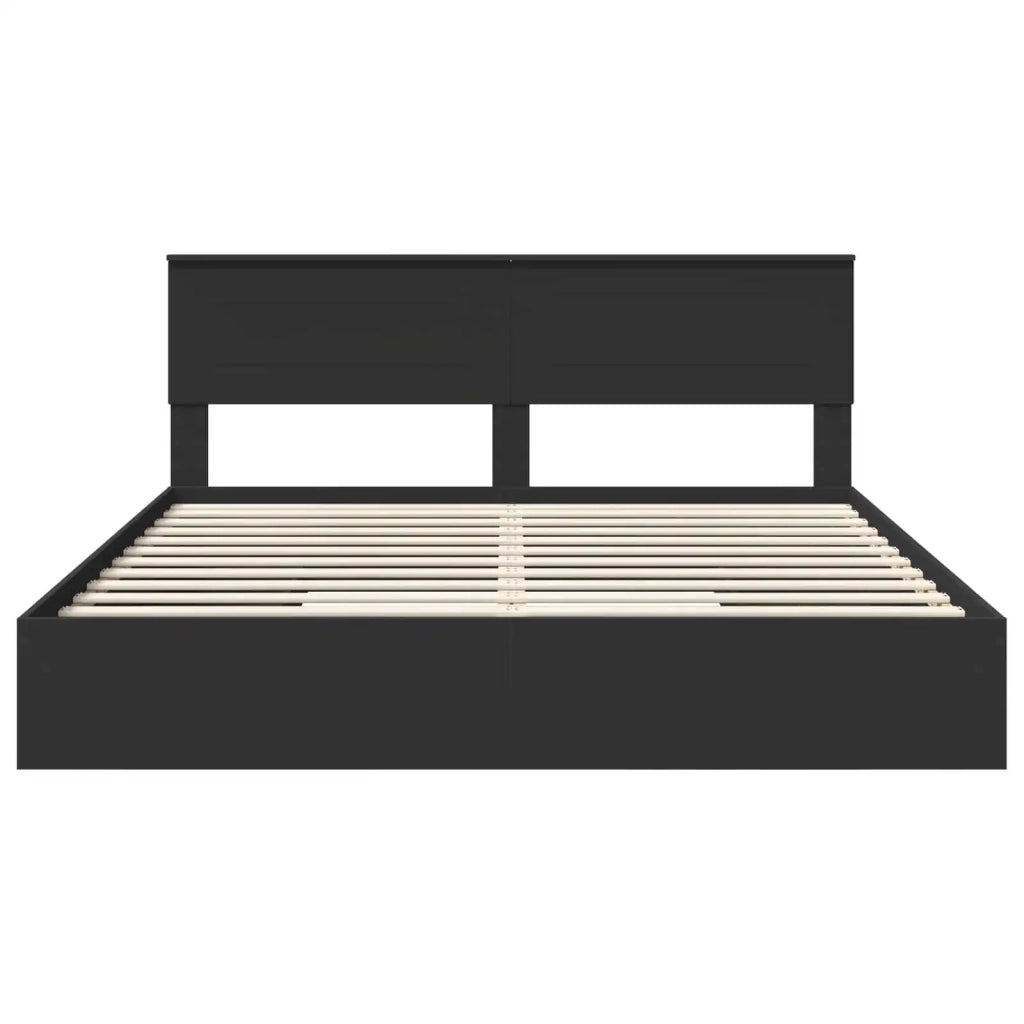 Letto con Contenitore Nero 200 x 200 cm Legno multistrato 3408425