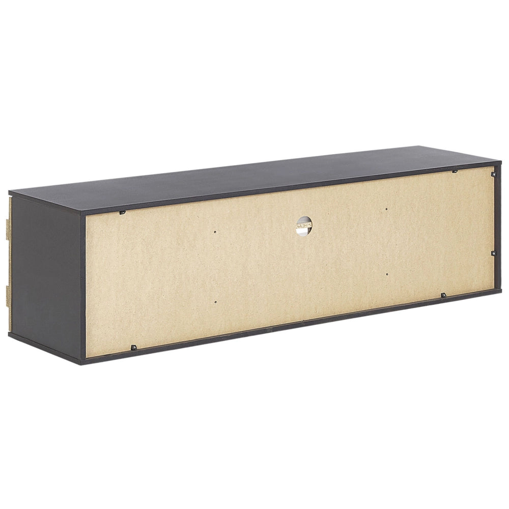 Mobiletto da TV in legno chiaro e truciolare color nero 43 cm stile design rustico soggiorno