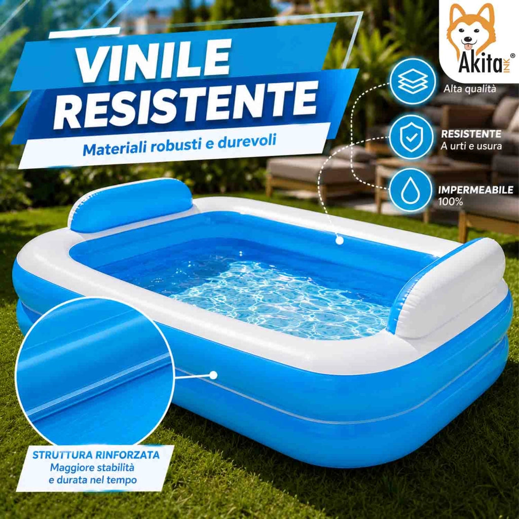 Akitaink Piscina Gonfiabile 200x150 cm con Cuscini