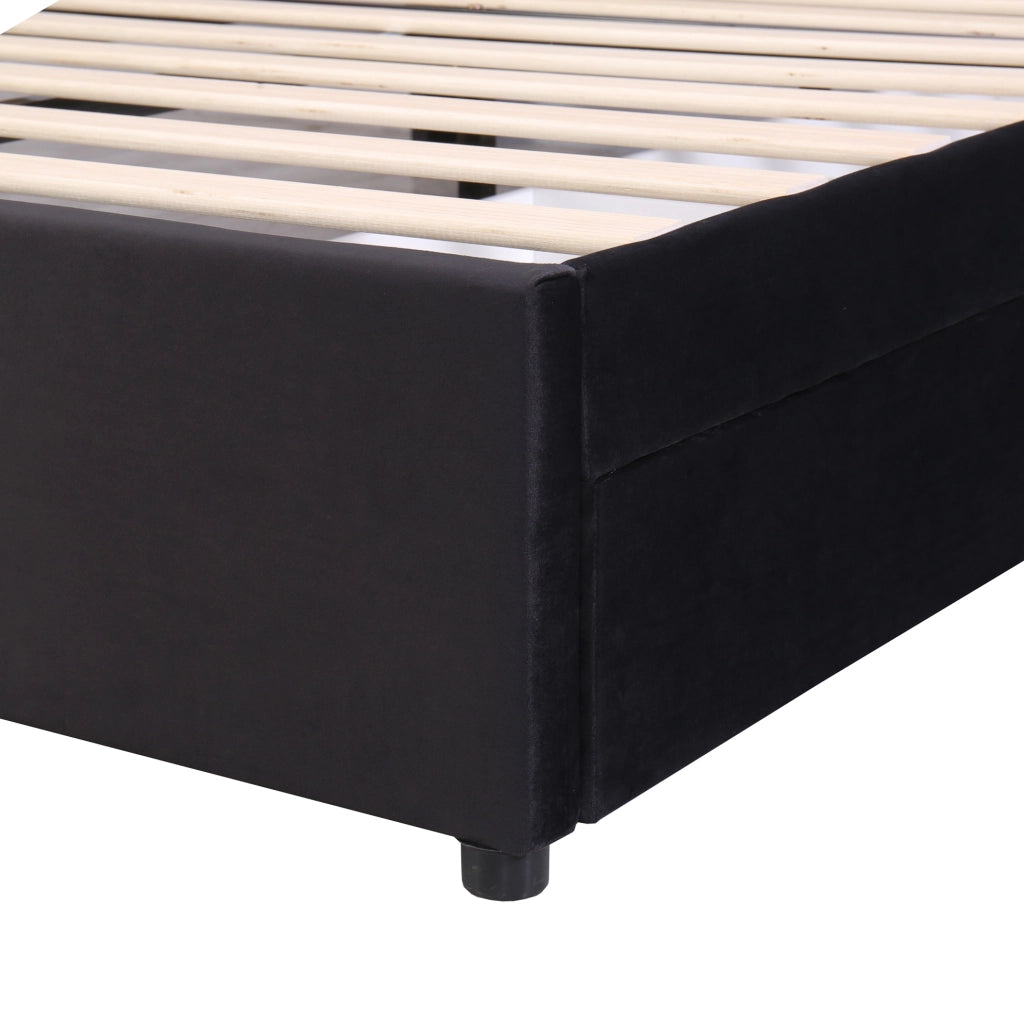 Letto imbottito in velluto 160x200 cm nero con 2 cassetti