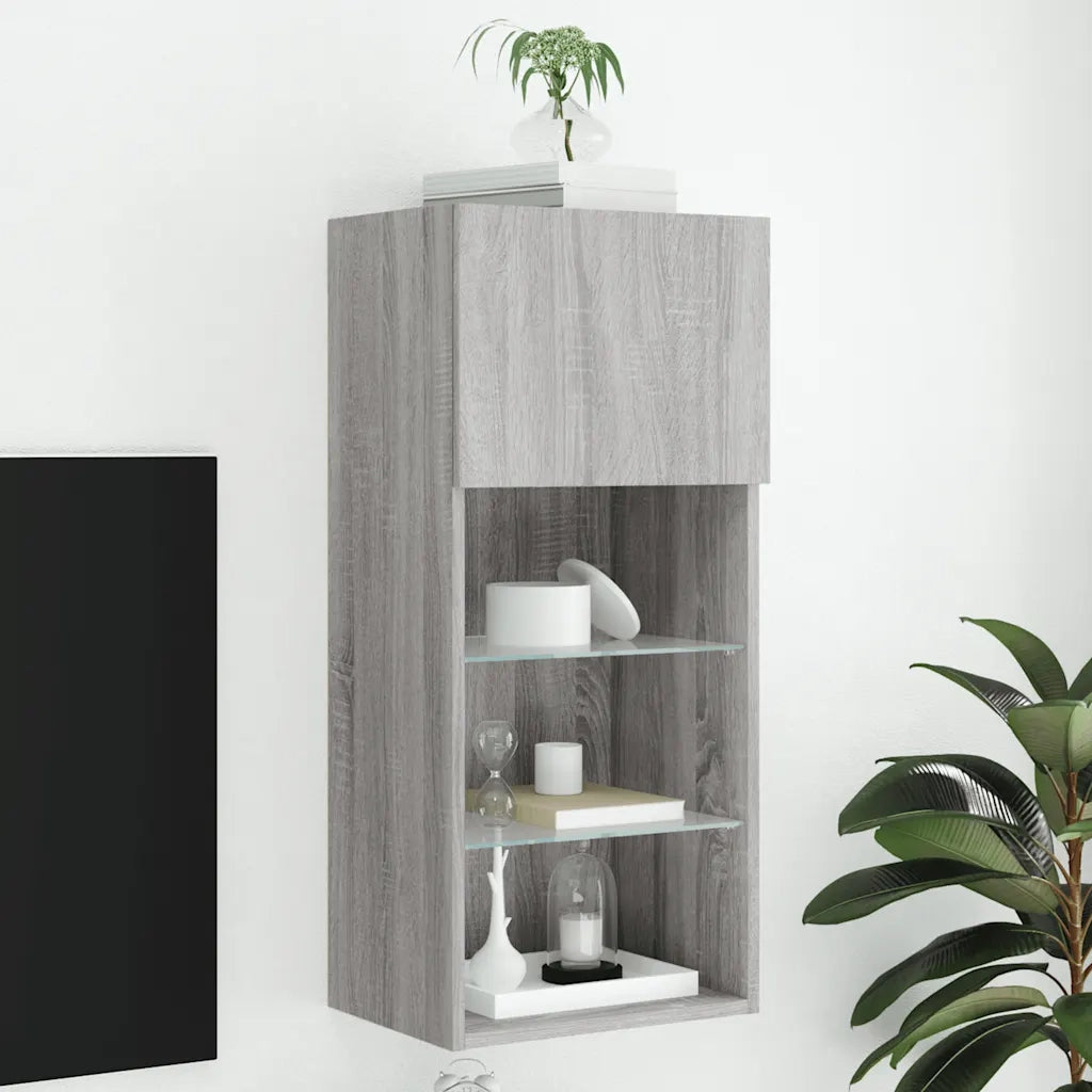 Mobile TV | Armadietto TV | Mobile Porta TV con Luci LED Grigio Sonoma 40,5x30x90 cm