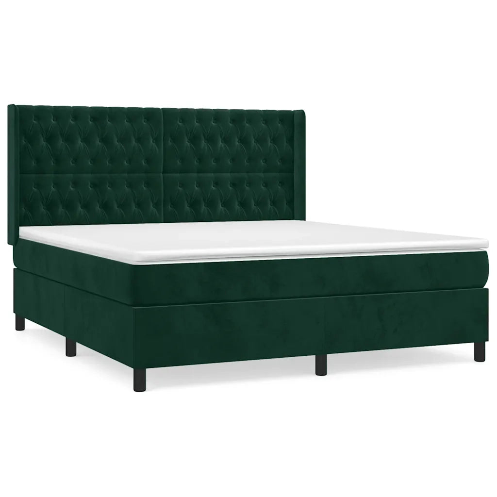 Giroletto a Molle con Materasso Verde Scuro 180x200 cm Velluto 3132876