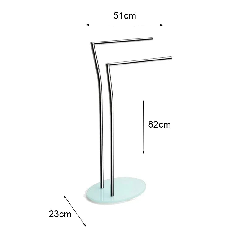 Piantana porta salviette in metallo cromato con base in vetro bianca