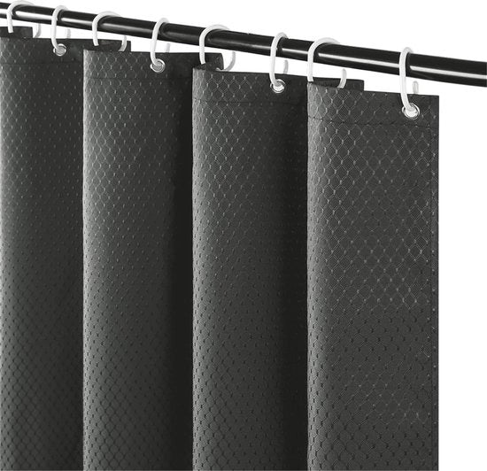 Douchegordini extra lunghi impermeabili per bagno - resistenti alla muffa - lavabili - colore grigio scuro - 180 x 240 cm