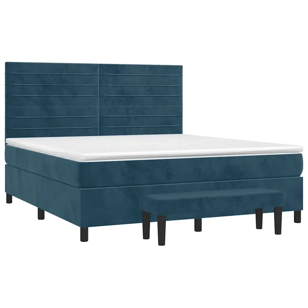 Giroletto a Molle con Materasso Blu Scuro 160x200 cm in Velluto 3137915