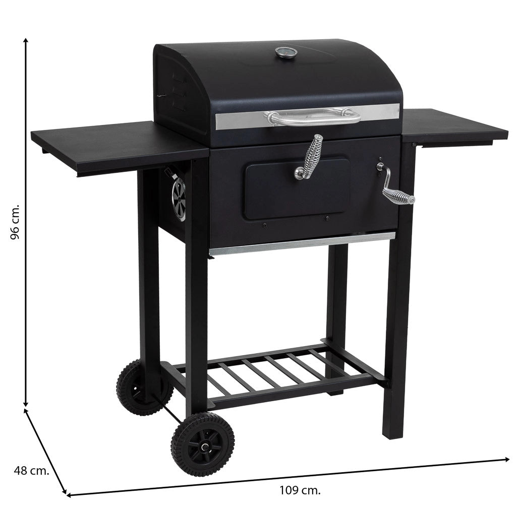Carrello barbecue in metallo nero 98x48x96h cm