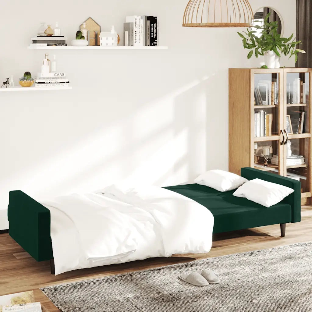 Divano letto | Sof¨¤ letto | Letto singolo a 2 Posti Verde Scuro in Velluto