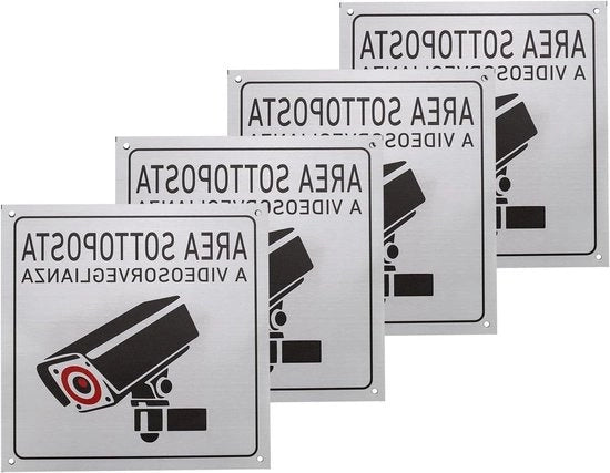 Sistema di sorveglianza video 4 pezzi in lega di alluminio con riflettente per esterni (15 x 15 cm) per zone residenziali, negozi, officine.