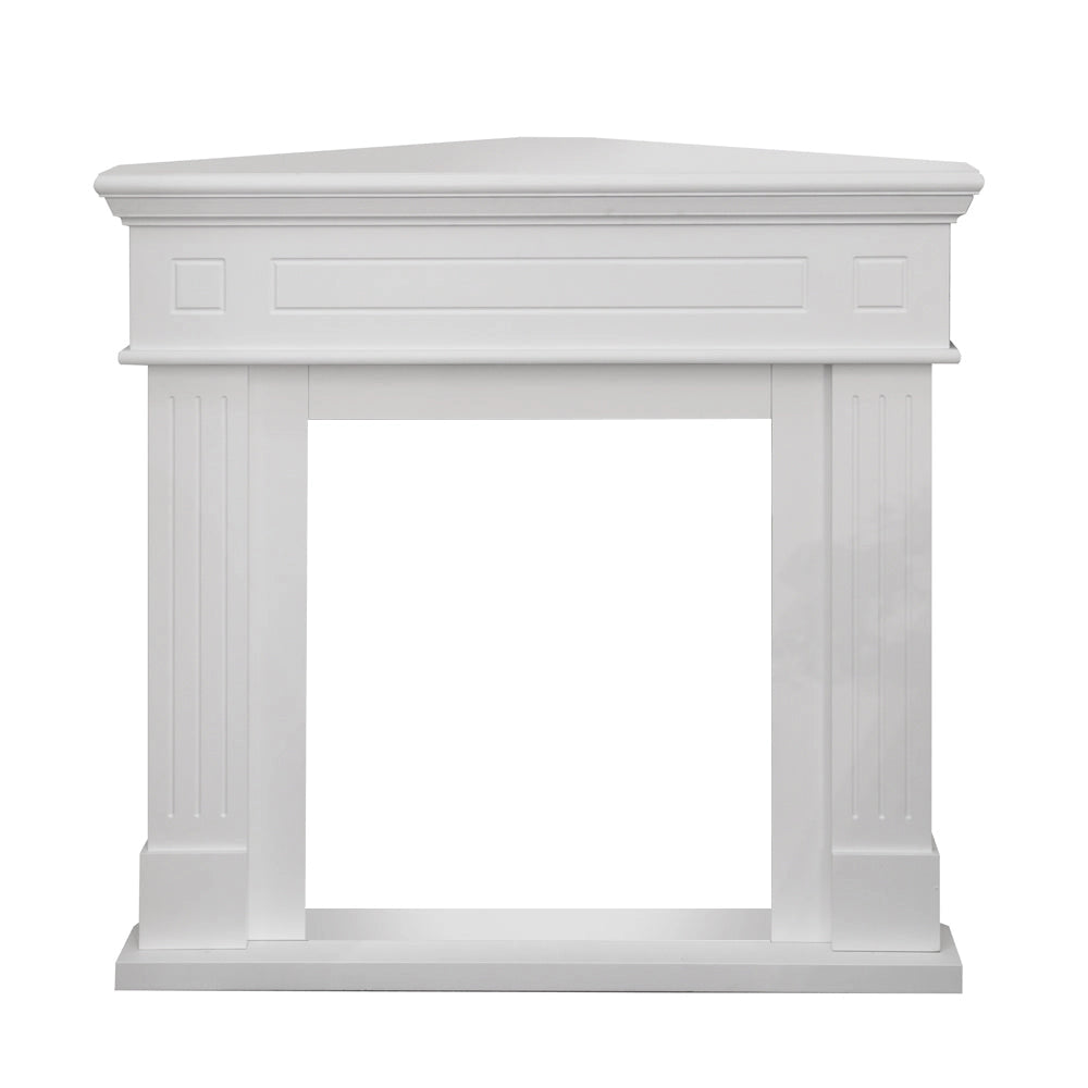 Cornice per Camino Angolare 110x63x102 cm Ford Rivestimento in Legno Bianco