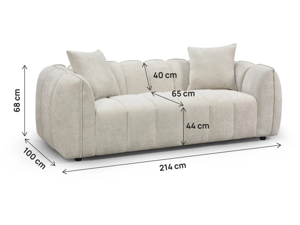 Divano lineare in tessuto stile "Balzac" - 3 posti - Beige