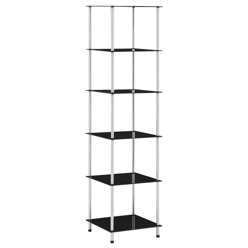 Scaffale a 6 Livelli Nero 40x40x160 cm in Vetro Temperatocod mxl 128201
