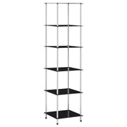 Scaffale a 6 Livelli Nero 40x40x160 cm in Vetro Temperatocod mxl 128201