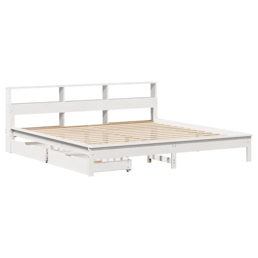 Letto Libreria senza Materasso Bianco 200x200 cm Legno di Pino 3309798