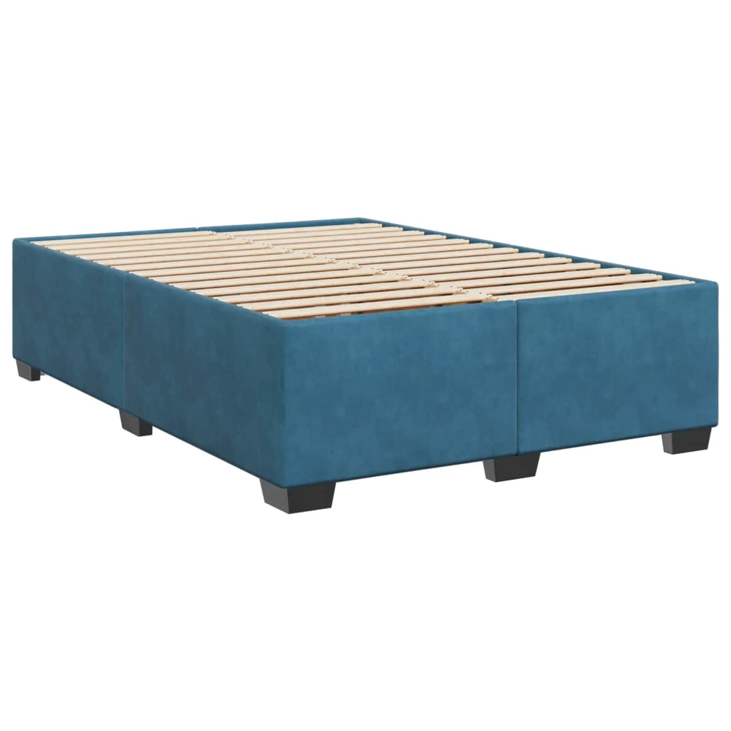 Letto box spring con materasso Blu Scuro 160 x 200 cm Velluto 3450756