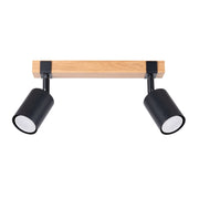 Spot soffitto scandinavo doppio nero legno 2xGU10