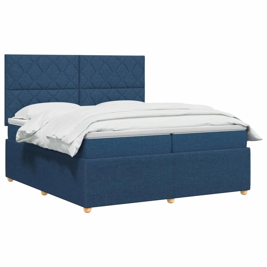 Letto box spring con materasso Blu 200 x 200 cm Tessuto 3454486