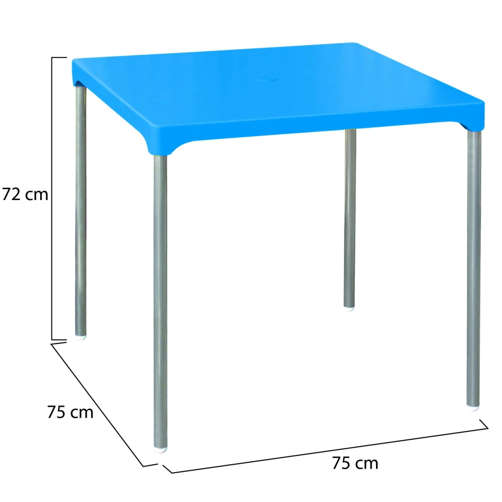 Brownstown, Tavolo da Esterno 4 Posti Made in Italy, 75x75x72h cm Azzurro