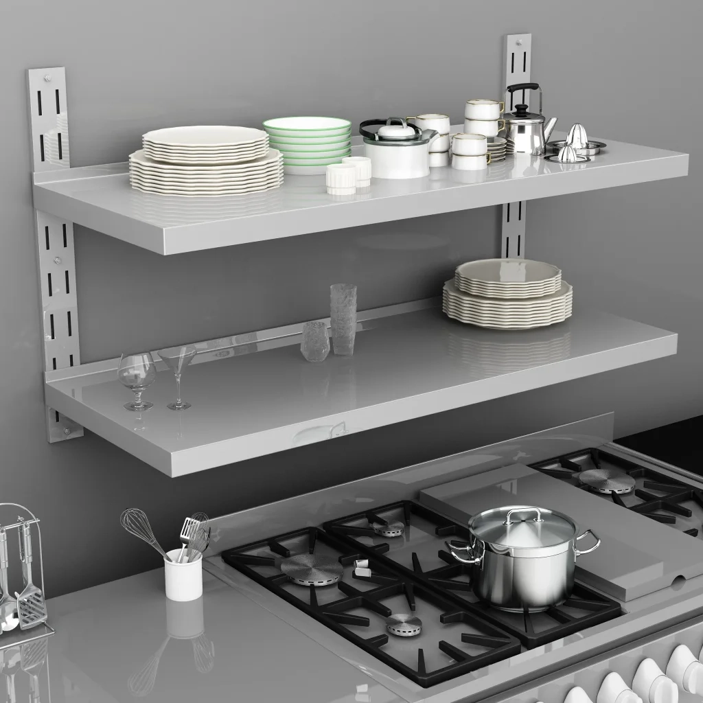 Mensola | Ripiano | Scaffale a Sospensione a 2 Livelli in Acciaio Inox 120x30 cm