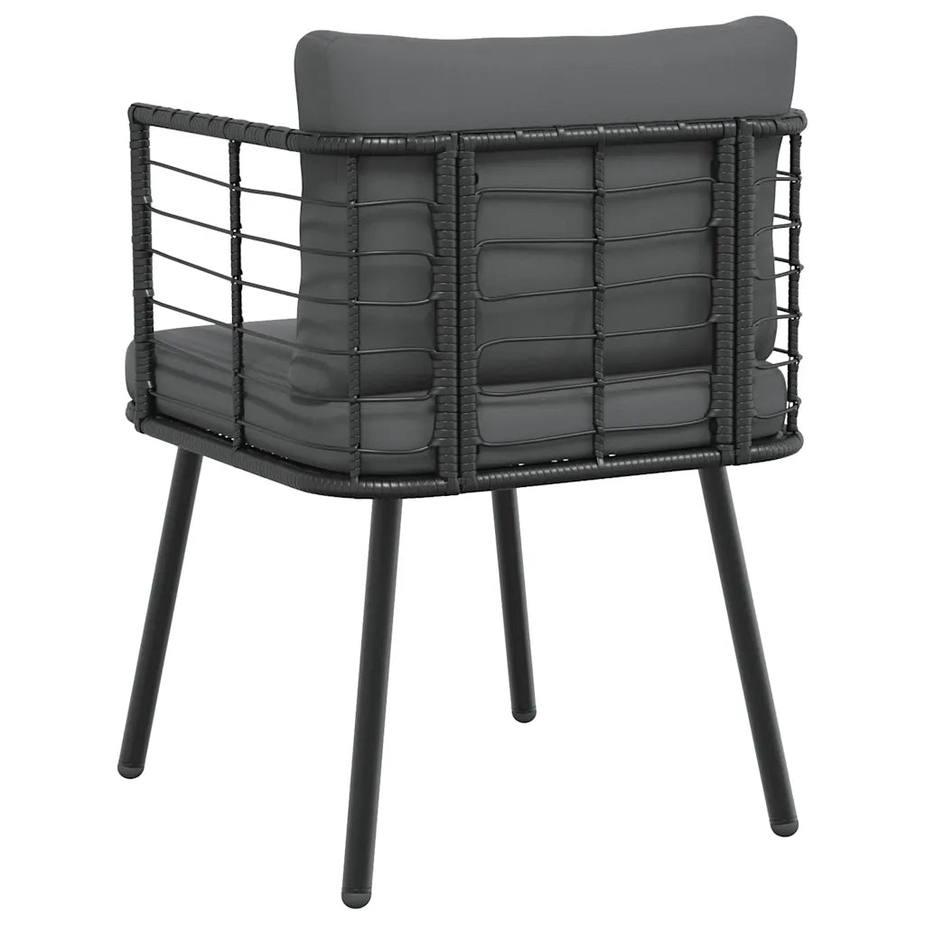 Poltrona da Giardino con Cuscini in Polyrattan Nero CFW7556401