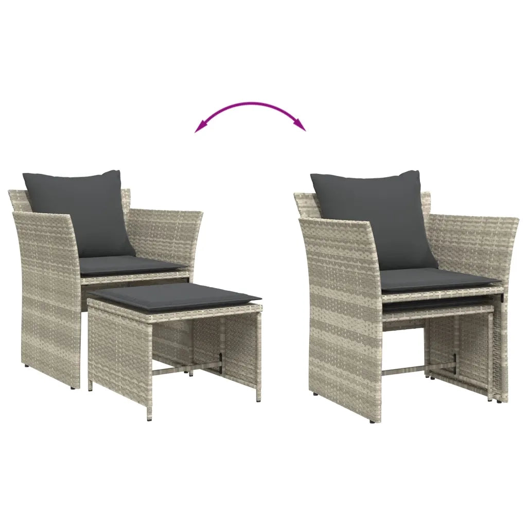 vidaXL Sedia da Giardino con Poggiapiedi in Polyrattan Grigio Chiaro