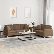 Set di Divani 2 pz con Cuscini Marrone in Tessuto 3202137