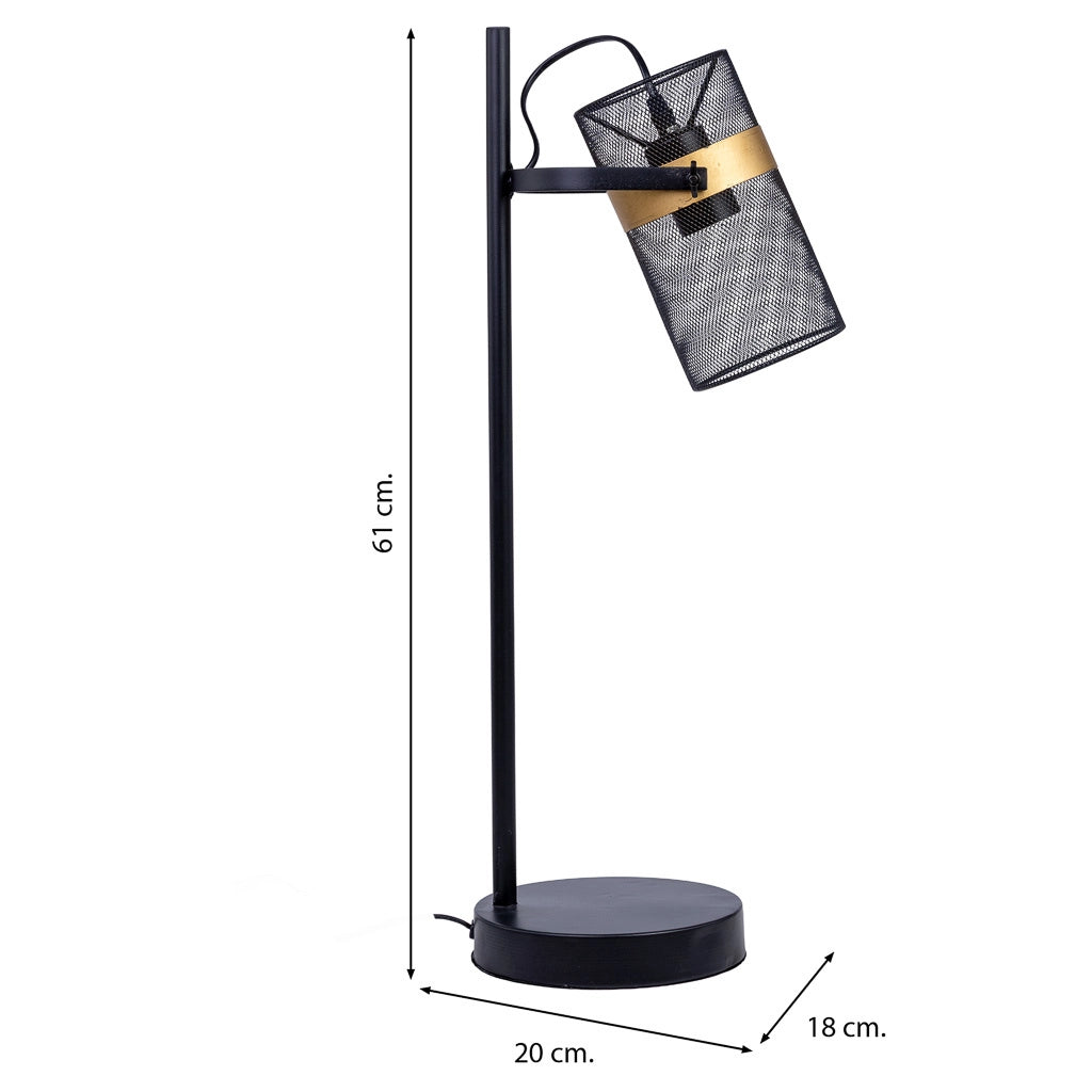 Lampada da tavolo in metallo nero con 1 faretto 18x20x61h cm