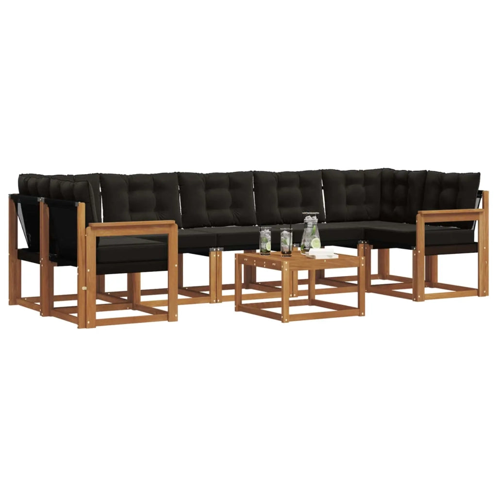 Set di divani da esterno con cuscino 8 pcs Naturale e Nero 3368491