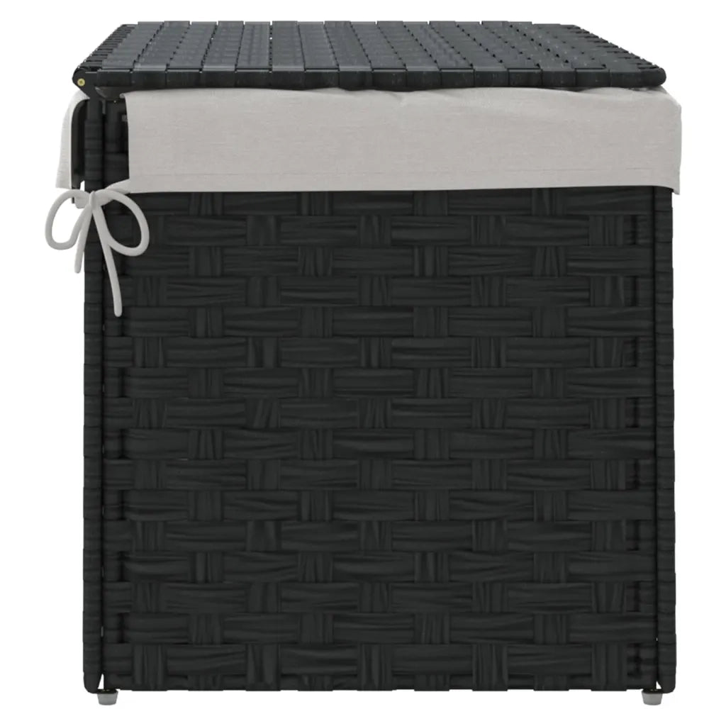 Cesto Portabiancheria Coperchio Nero 55,5x35x34 cm Polyrattan 372052