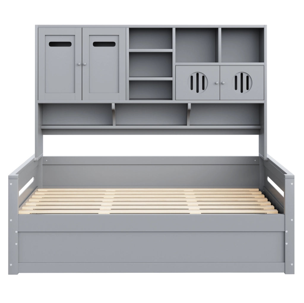 Letto singolo multifunzione con contenitore idraulico e vani portaoggetti 90x200 cm