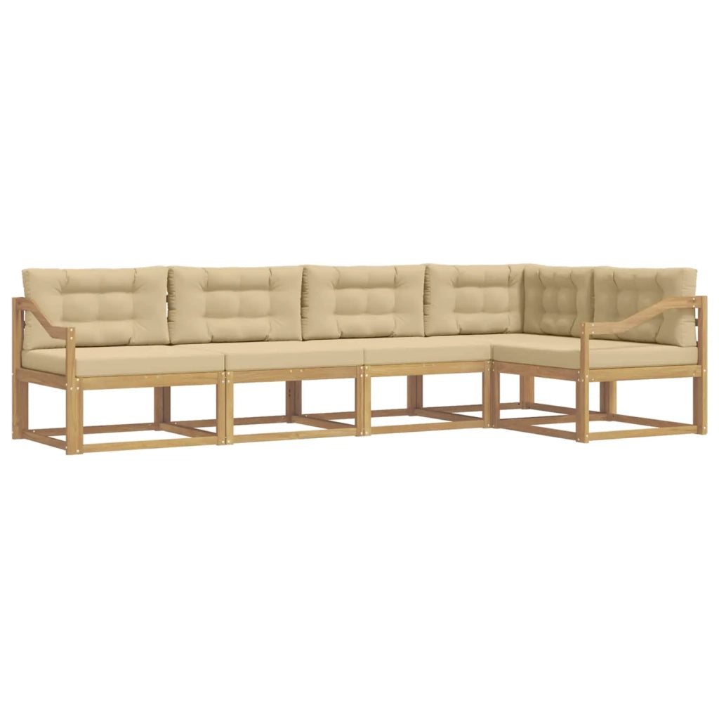 Set di divani da esterno 4 pcs Bianco e Beige Poliestere