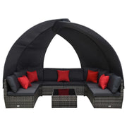 Set Divano Giardino 9 pz e Baldacchino in Polyrattan Antracite 48192