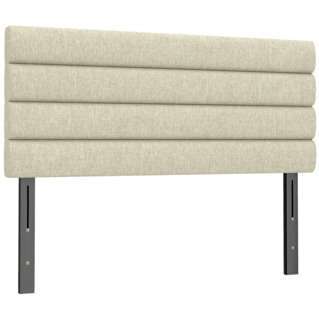 Testiera Imbottita Regolabile in Altezza 3 Posizioni ¨C Zephmum ¨C Lino Beige 140 cm