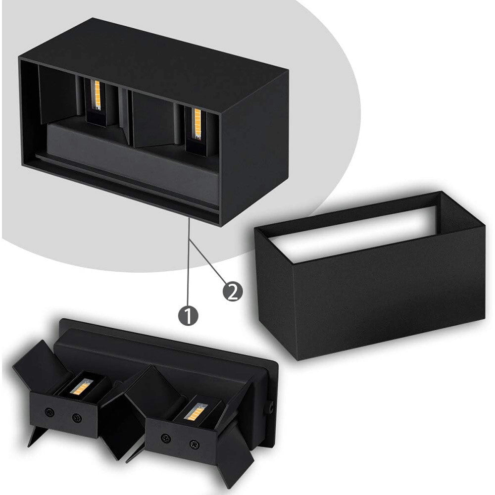 Trade Shop - Applique Lampada Led 24w Da Esterno A Parete Doppio Fascio Luminoso Regolabile Ip65 Es30 - Nero-bianco Caldo      -