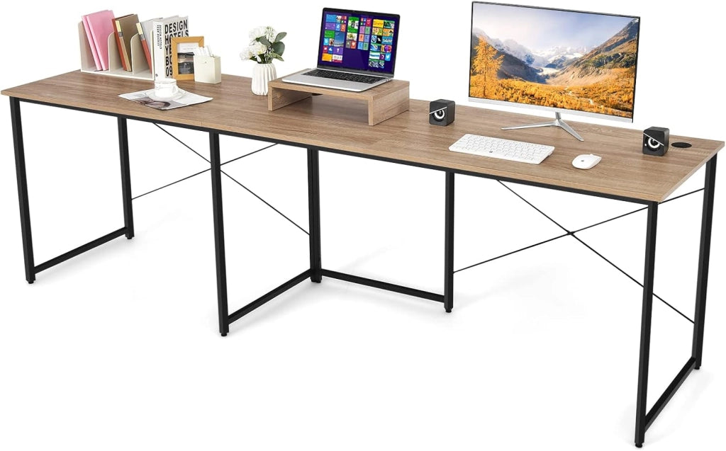 Scrivania Angolare a Forma di L, Telaio in Metallo Stile Industriale, Scrivania per Computer in 2 Forme Diverse per 2 Persone, 150 x 150 x 74 cm/240 x 60 x 74 cm, 3 Colori