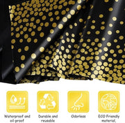 Tavolo da pranzo decorativo in plastica, nero e oro, 108 x 54 pollici, per decorazioni di festa, 1 pezzo