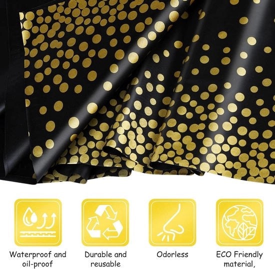 Tavolo da pranzo decorativo in plastica, nero e oro, 108 x 54 pollici, per decorazioni di festa, 1 pezzo
