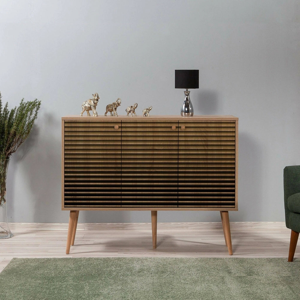 Credenza Arzumia, Buffet da soggiorno, Madia da salotto, Dispensa da cucina, 120x36h90 cm, Quercia