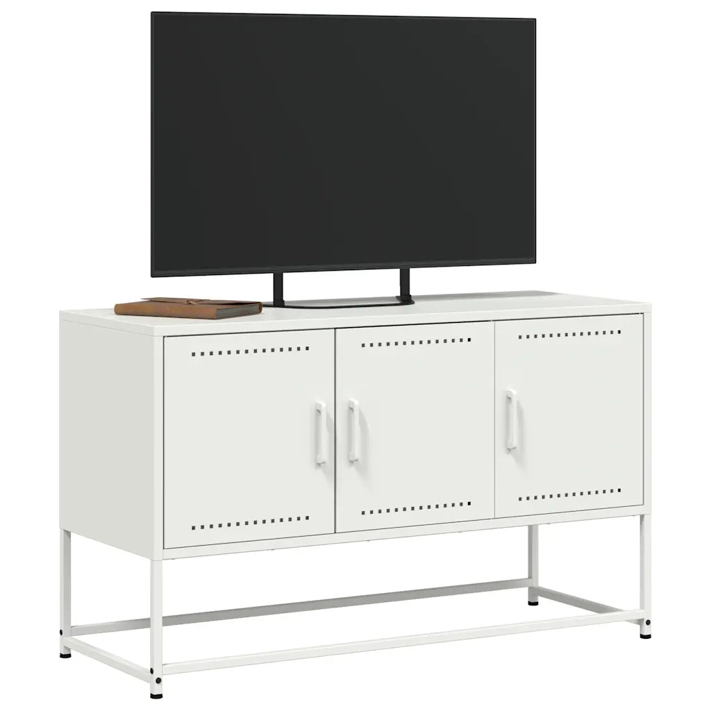Mobile TV Bianco 100,5x39x60,5 cm in Acciaio