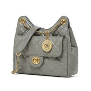 Borsa a tracolla da donna in vera pelle, colore grigio.
