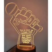 Trade Shop - Lampada 3d Celebrativa Con Colori Rgb Napoli 3 Scudetto Campioni D'italia Design -